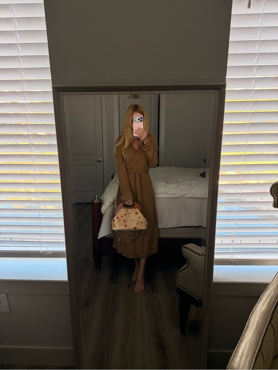 Alex Marie Dresses & Skirts - Alex Marie Camel Wrap Midi Dress with Self Tie